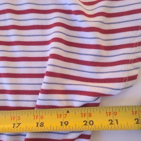 Cupio Womens Blouse Front Tie Button Short Sleeve Stripes Red Medium - Picture 9 of 11